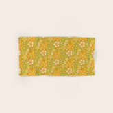 70s groovy retro floral pattern orange brown green handdrawn by surfy birdy Bath Towel