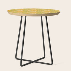 70s groovy retro floral pattern orange brown green handdrawn by surfy birdy Side Table