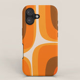 70s Retro Groove Minimalist Mid Century Modern Abstract in 1970s Brown and Orange iPhone Case