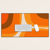 70s Retro Groove Minimalist Mid Century Modern Abstract in 1970s Brown and Orange Desk Mat