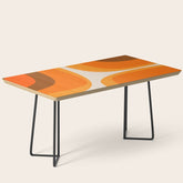 70s Retro Groove Minimalist Mid Century Modern Abstract in 1970s Brown and Orange Coffee Table