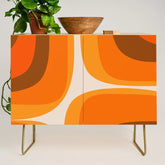 70s Retro Groove Minimalist Mid Century Modern Abstract in 1970s Brown and Orange Credenza