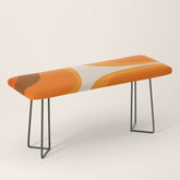 70s Retro Groove Minimalist Mid Century Modern Abstract in 1970s Brown and Orange Bench
