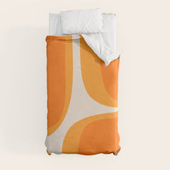 70s Retro Groove Minimalist Mid Century Modern Abstract in 1970s Brown and Orange Duvet Cover