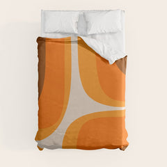 70s Retro Groove Minimalist Mid Century Modern Abstract in 1970s Brown and Orange Duvet Cover