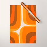 70s Retro Groove Minimalist Mid Century Modern Abstract in 1970s Brown and Orange Wrapping Paper