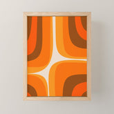 70s Retro Groove Minimalist Mid Century Modern Abstract in 1970s Brown and Orange Mini Art Print
