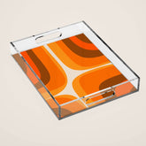 70s Retro Groove Minimalist Mid Century Modern Abstract in 1970s Brown and Orange Acrylic Tray