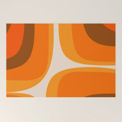 70s Retro Groove Minimalist Mid Century Modern Abstract in 1970s Brown and Orange Welcome Mat
