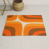 70s Retro Groove Minimalist Mid Century Modern Abstract in 1970s Brown and Orange Rug