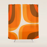 70s Retro Groove Minimalist Mid Century Modern Abstract in 1970s Brown and Orange Shower Curtain