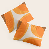 70s Retro Groove Minimalist Mid Century Modern Abstract in 1970s Brown and Orange Pillow Sham