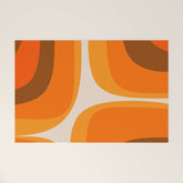 70s Retro Groove Minimalist Mid Century Modern Abstract in 1970s Brown and Orange Welcome Mat