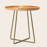 70s Retro Groove Minimalist Mid Century Modern Abstract in 1970s Brown and Orange Side Table