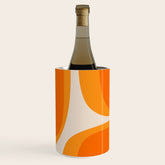70s Retro Groove Minimalist Mid Century Modern Abstract in 1970s Brown and Orange Wine Chiller