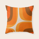70s Retro Groove Minimalist Mid Century Modern Abstract in 1970s Brown and Orange Throw Pillow