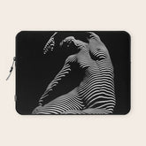 0077s-DJA Abstract Photograph of Seated Woman Striped by Light and Shade Laptop Sleeve
