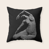 0077s-DJA Abstract Photograph of Seated Woman Striped by Light and Shade Throw Pillow