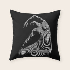 0077s-DJA Abstract Photograph of Seated Woman Striped by Light and Shade Throw Pillow