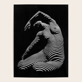 0077s-DJA Abstract Photograph of Seated Woman Striped by Light and Shade Poster