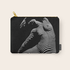 0077s-DJA Abstract Photograph of Seated Woman Striped by Light and Shade Carry All Pouch