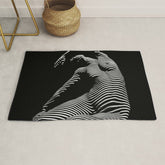 0077s-DJA Abstract Photograph of Seated Woman Striped by Light and Shade Rug