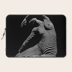 0077s-DJA Abstract Photograph of Seated Woman Striped by Light and Shade Laptop Sleeve