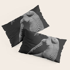 0077s-DJA Abstract Photograph of Seated Woman Striped by Light and Shade Pillow Sham