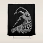 0077s-DJA Abstract Photograph of Seated Woman Striped by Light and Shade Shower Curtain