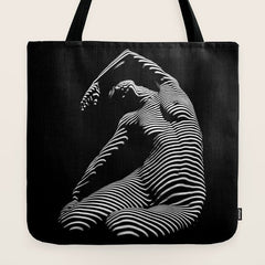 0077s-DJA Abstract Photograph of Seated Woman Striped by Light and Shade Tote Bag