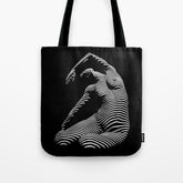 0077s-DJA Abstract Photograph of Seated Woman Striped by Light and Shade Tote Bag
