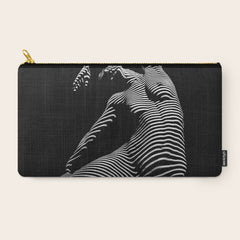0077s-DJA Abstract Photograph of Seated Woman Striped by Light and Shade Carry All Pouch