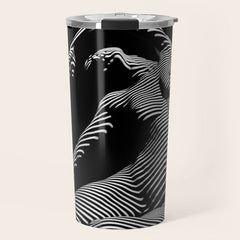 0077s-DJA Abstract Photograph of Seated Woman Striped by Light and Shade Travel Mug