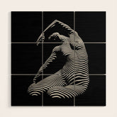 0077s-DJA Abstract Photograph of Seated Woman Striped by Light and Shade Wood Wall Art