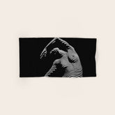 0077s-DJA Abstract Photograph of Seated Woman Striped by Light and Shade Bath Towel