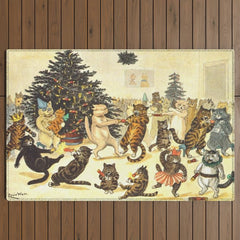 Christmas Party Cats' by Louis Wain Vintage Cat Art Outdoor Rug