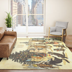 Christmas Party Cats' by Louis Wain Vintage Cat Art Rug