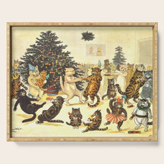 Christmas Party Cats' by Louis Wain Vintage Cat Art Serving Tray