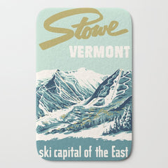 2021 Ski Stowe Vermont Vintage Poster Bath Mat