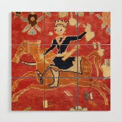 17th Century Isfahan Persian Animal Rug Print Wood Wall Art