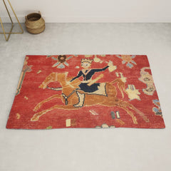 17th Century Isfahan Persian Animal Rug Print Rug