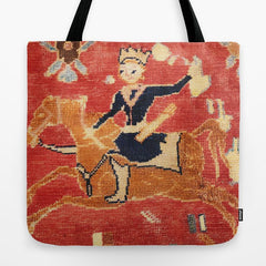 17th Century Isfahan Persian Animal Rug Print Tote Bag