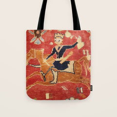 17th Century Isfahan Persian Animal Rug Print Tote Bag