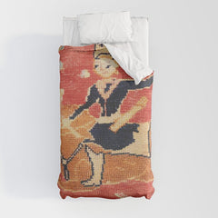 17th Century Isfahan Persian Animal Rug Print Duvet Cover