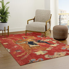 17th Century Isfahan Persian Animal Rug Print Rug