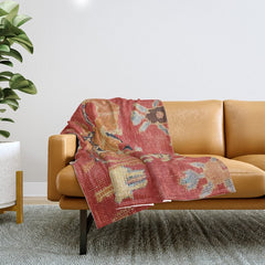17th Century Isfahan Persian Animal Rug Print Throw Blanket