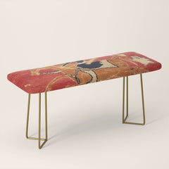 17th Century Isfahan Persian Animal Rug Print Bench