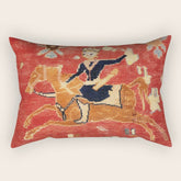 17th Century Isfahan Persian Animal Rug Print Rectangular Pillow