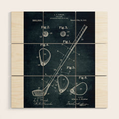 1909 - Golf Club patent art Wood Wall Art