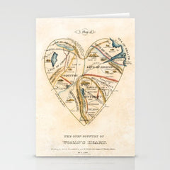 "A Map of the Open Country of a Woman's Heart" by D. W. Kellogg (c. 1833-1842) Stationery Card